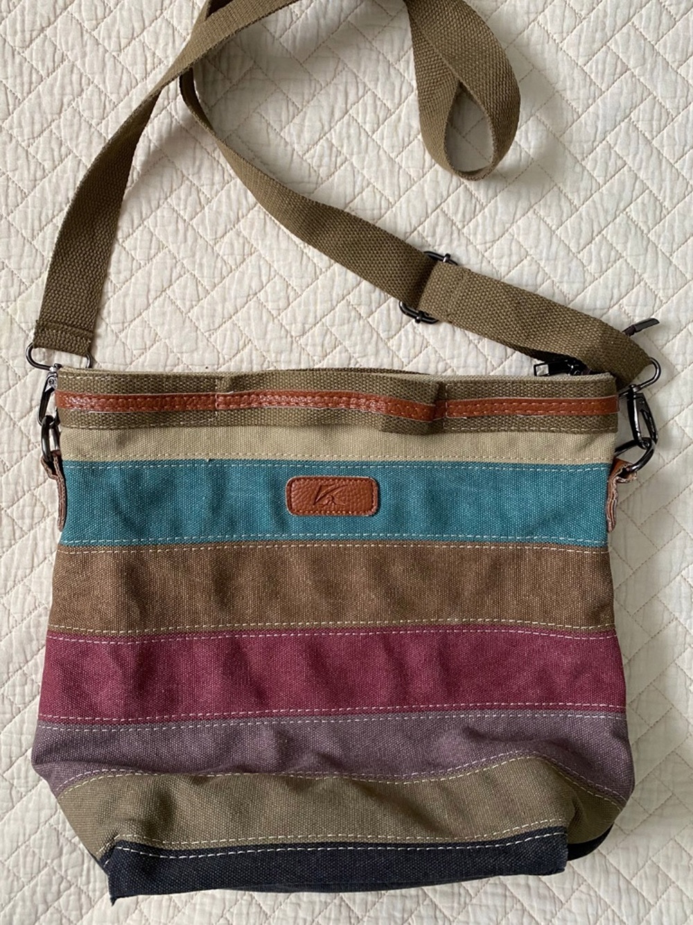 Striped Canvas Crossbody Bag